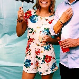 Flower Romper with Open Back